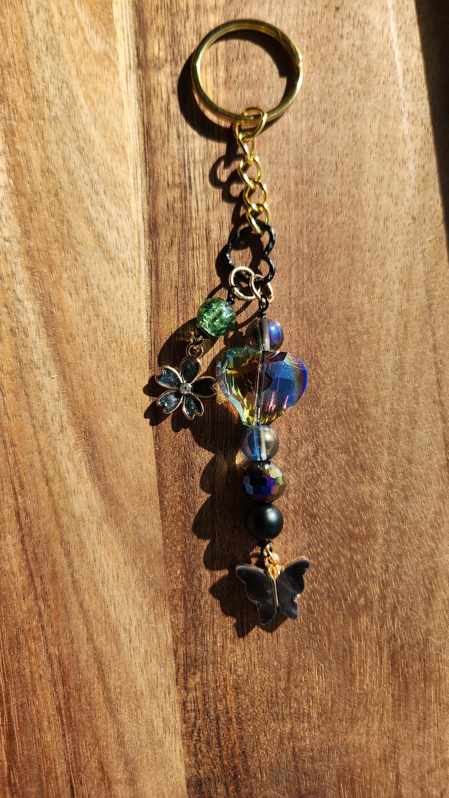 Black Butterfly & Heart Keychain