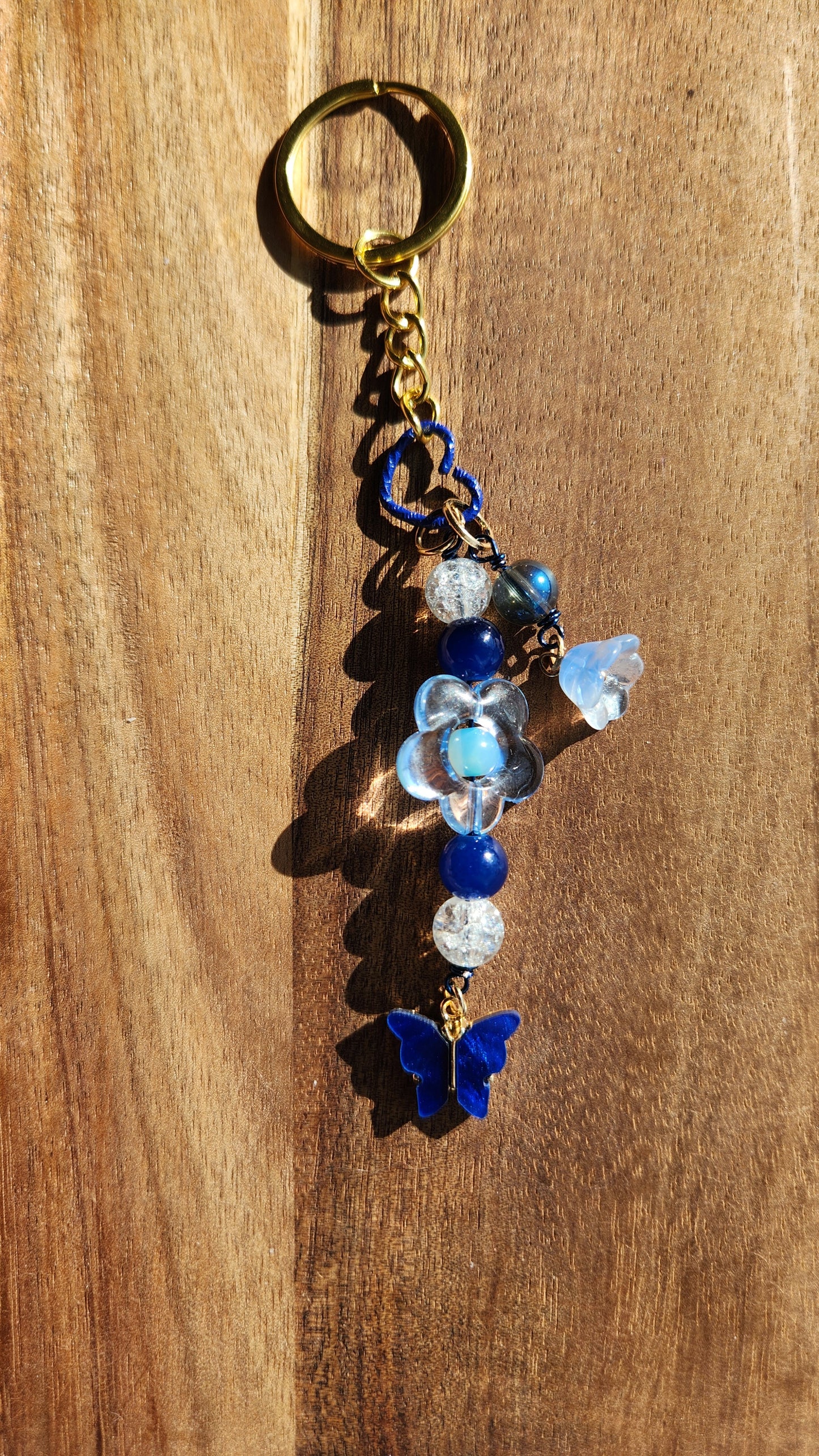 Blue Flowers & Butterfly Keychain