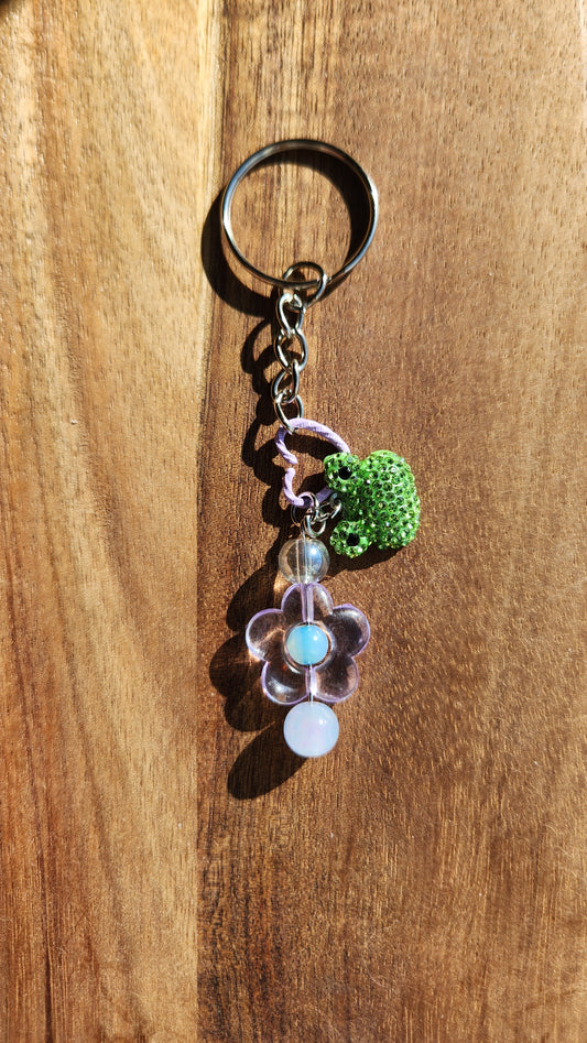 Purple Flower Frog Keychain