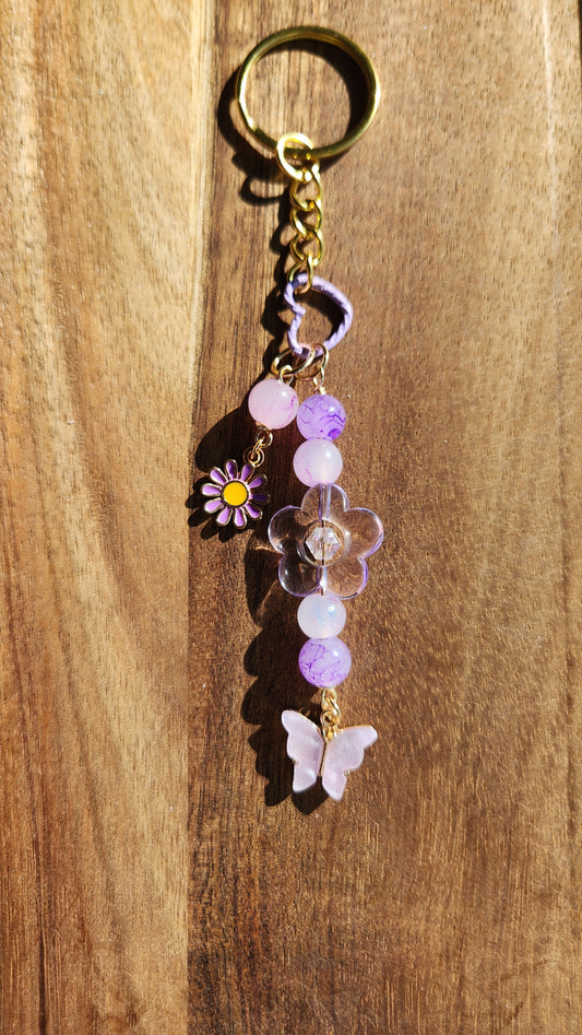 Purple & Daisy Keychain