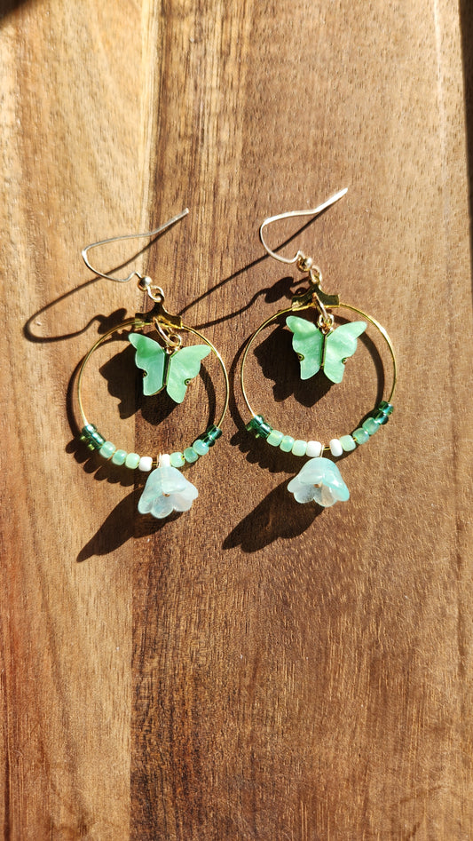 Mint Green Butterfly Earrings